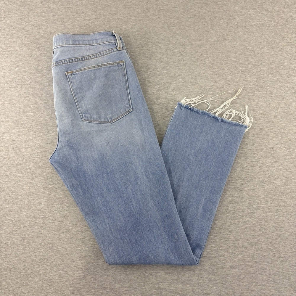 Frame Le‎ High Straight Women's Blue Distressed Raw Hem Jeans Size 31 Denim